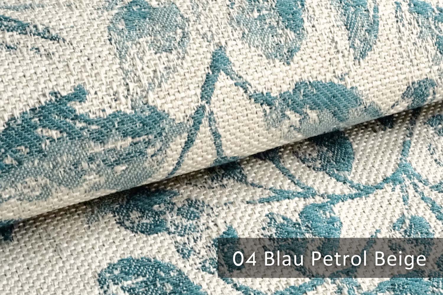 04 NOVELY® Blau Beige Petrol | Exquisit Möbelstoff - FLORENZ