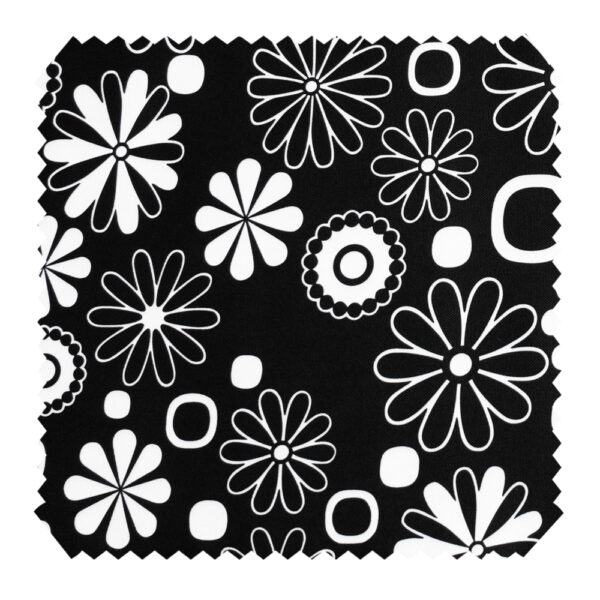 OXFORD 210D - D5 Blumen Schwarz Weiss
