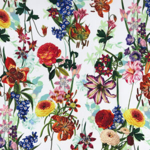 OXFORD 210D - D171 Bunte Blumen Auf Weiß