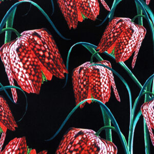 OXFORD 210D - D193 Red Flowers On Black