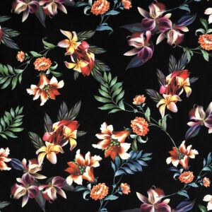 OXFORD 210D - D206 Bunter Blumenmix auf Schwarz