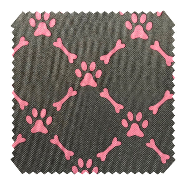 OXFORD 210D - D42 Knochen Pfoten Graphit Rosa