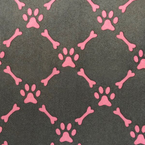 OXFORD 210D - D42 Knochen Pfoten Graphit Rosa