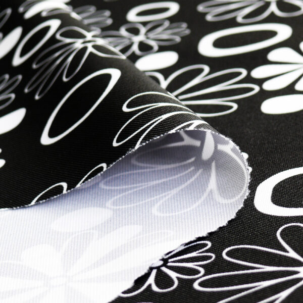 OXFORD 210D - D5 Blumen Schwarz Weiss – Bild 5