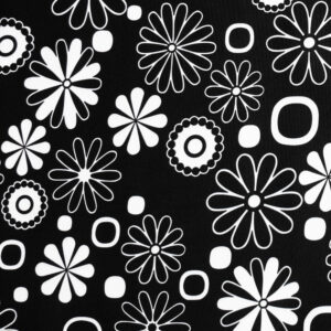 OXFORD 210D - D5 Blumen Schwarz Weiss