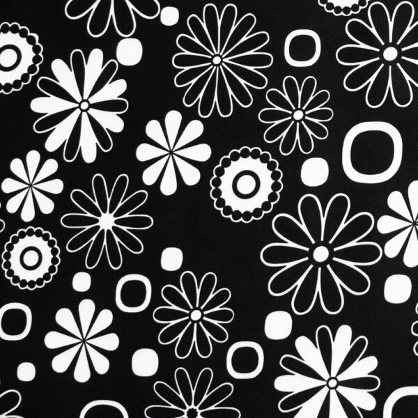 OXFORD 210D - D5 Blumen Schwarz Weiss – Bild 2
