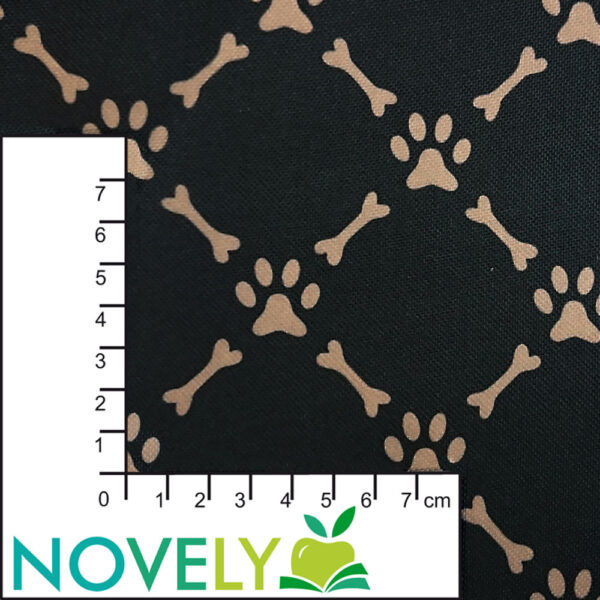 OXFORD 210D - D22 Knochen Pfoten Schwarz Beige – Bild 3
