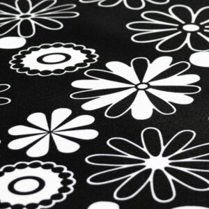 oxford 210d d5 blumen schwarz weiss