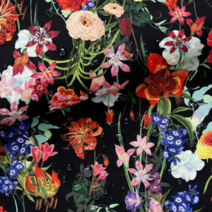 oxford 210d d170 bunte blumen auf schwarz