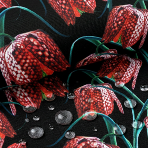 oxford 210d d193 red flowers on black