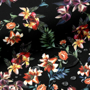 oxford 210d d206 bunter blumenmix auf schwarz