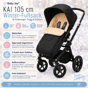 baby joy® fußsack kai xl 105cm lammwolle winterfußsack kinderwagen 6 mon 3 jahre